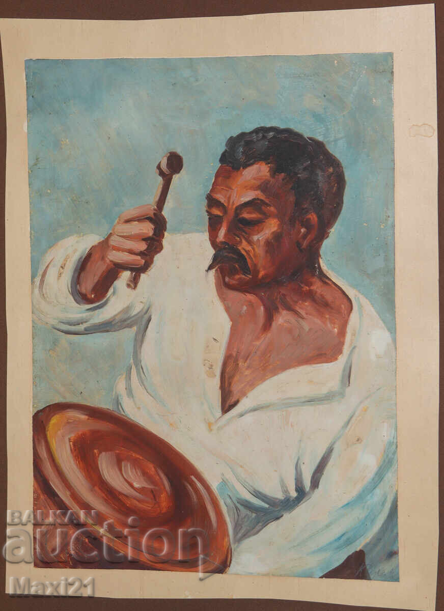 Old oil painting male portrait, signed with price 250.00 BGN | € 127.82