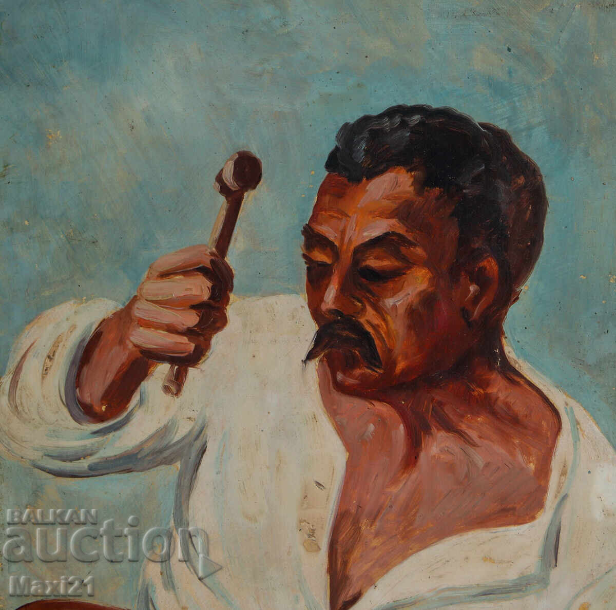 Delivery of Old oil painting male portrait, signed