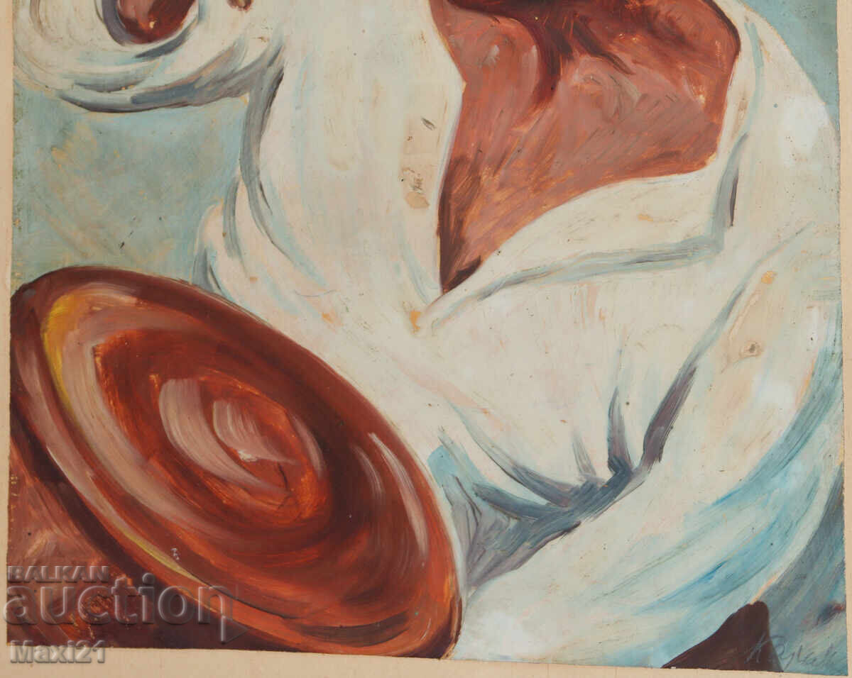 Old oil painting male portrait, signed - 6