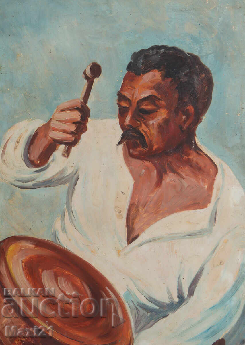 Old oil painting male portrait, signed