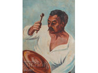 Pictură veche în ulei, portret masculin, semnată