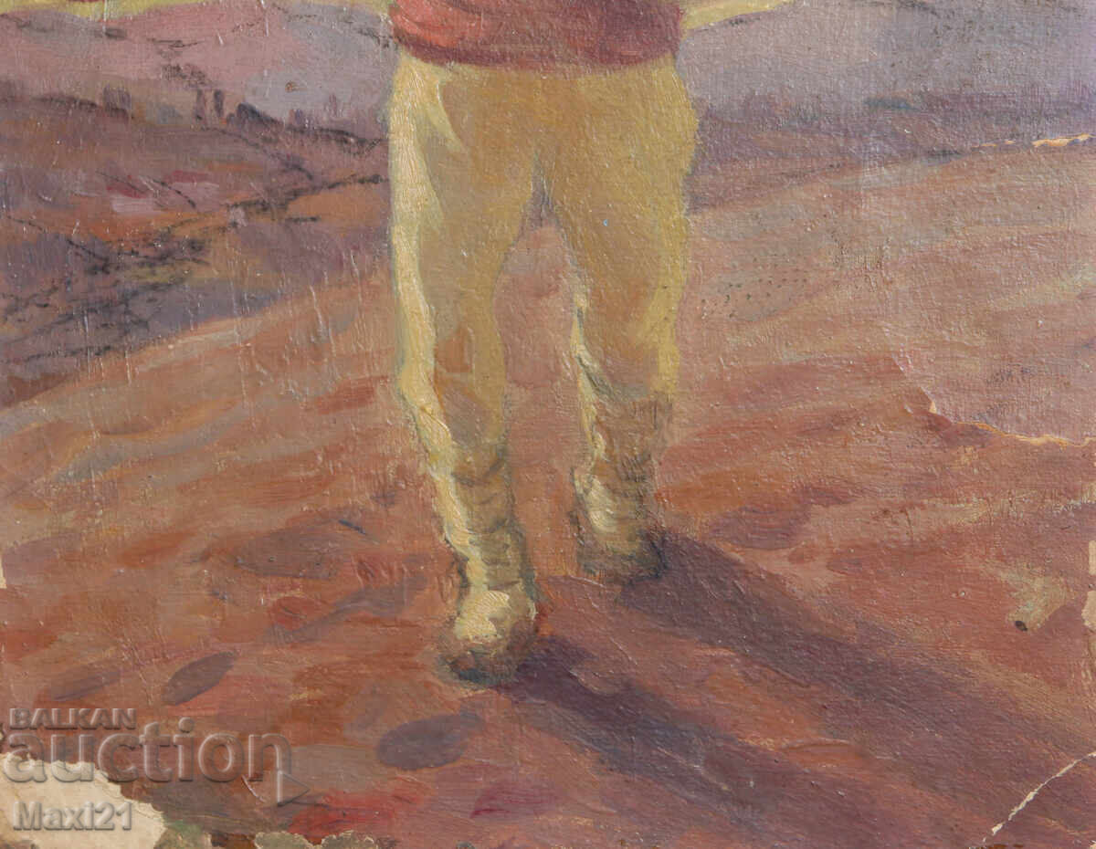 Antique oil painting, male portrait, folk costume - 6