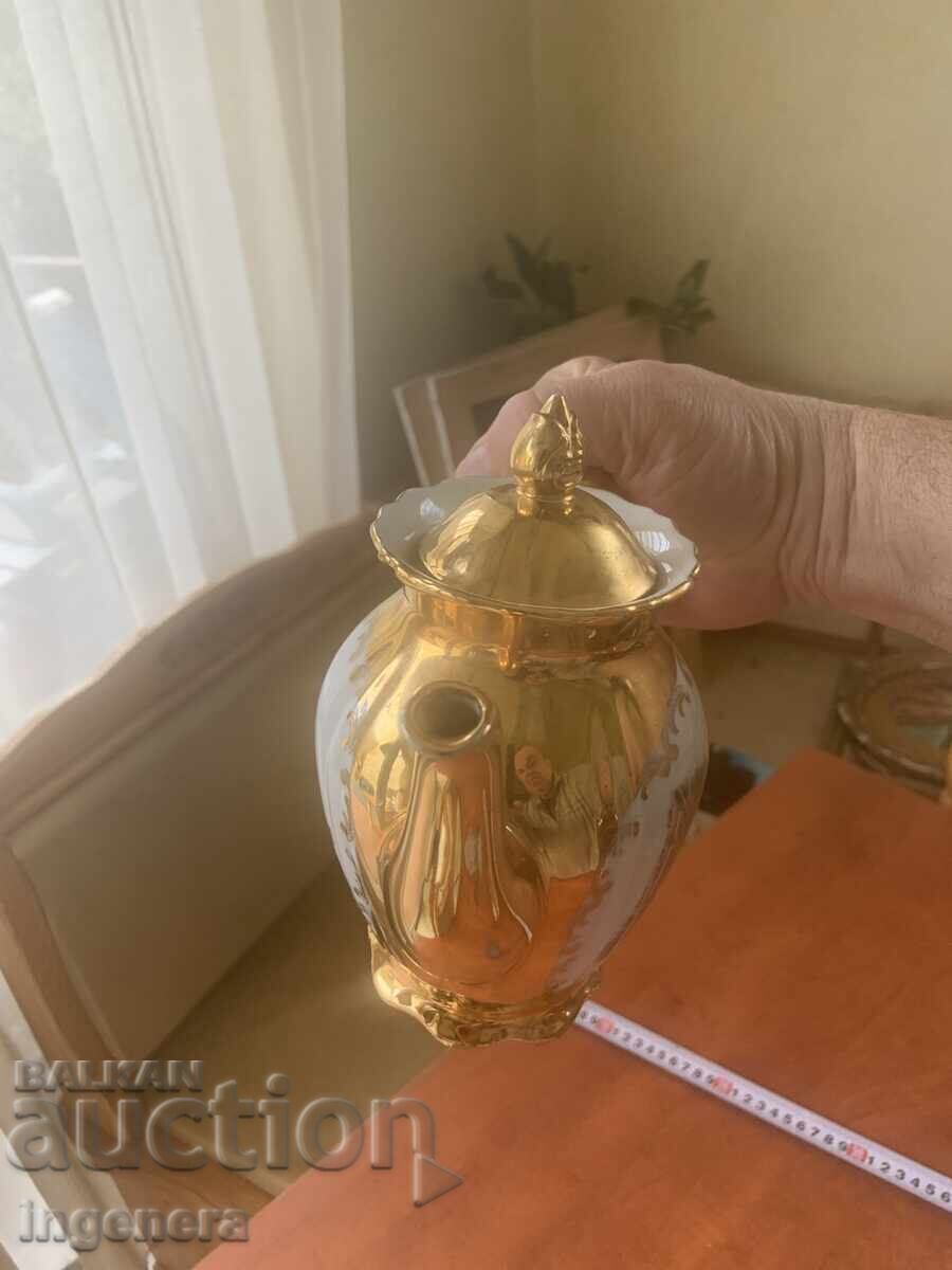 Auction  Porcelain Tea Kettle Bavaria Gold Gilding