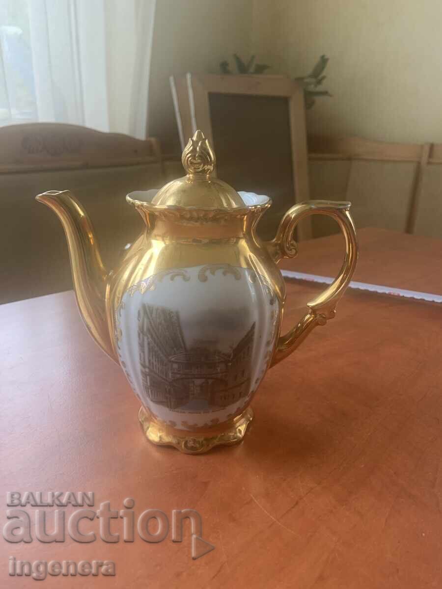 Porcelain Tea Kettle Bavaria Gold Gilding