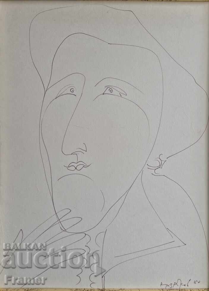 Dimitur Kazakov - Neron 1933-1992 Female Portrait I 1980 with price 2000.00 BGN | € 1022.58 Dimitur Kazakov - Neron 1933-1992 Female Portrait I 1980 with price 2000.00 BGN | € 1022.58