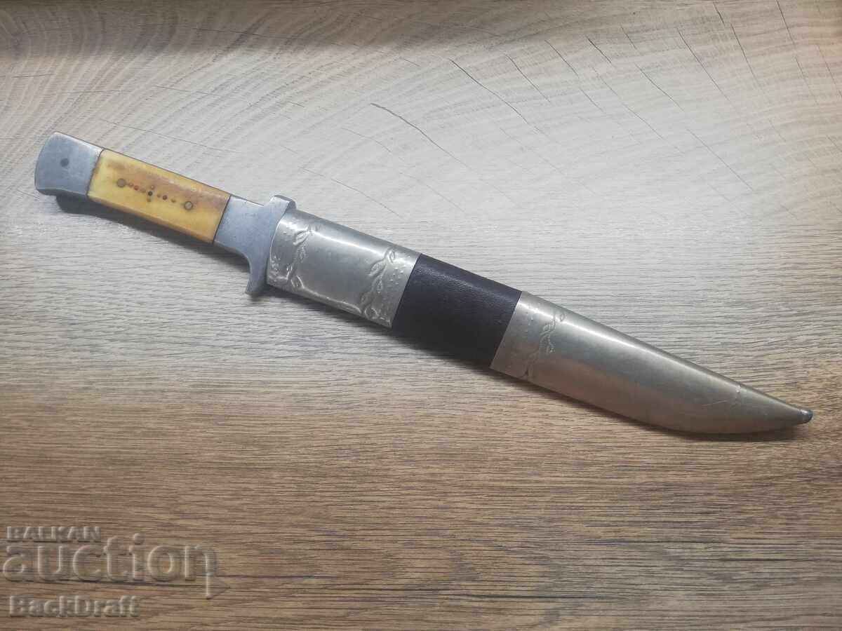 Cuțit vechi Hristo Metev-Gabrovo, Mâner Os cu Teacă - 7