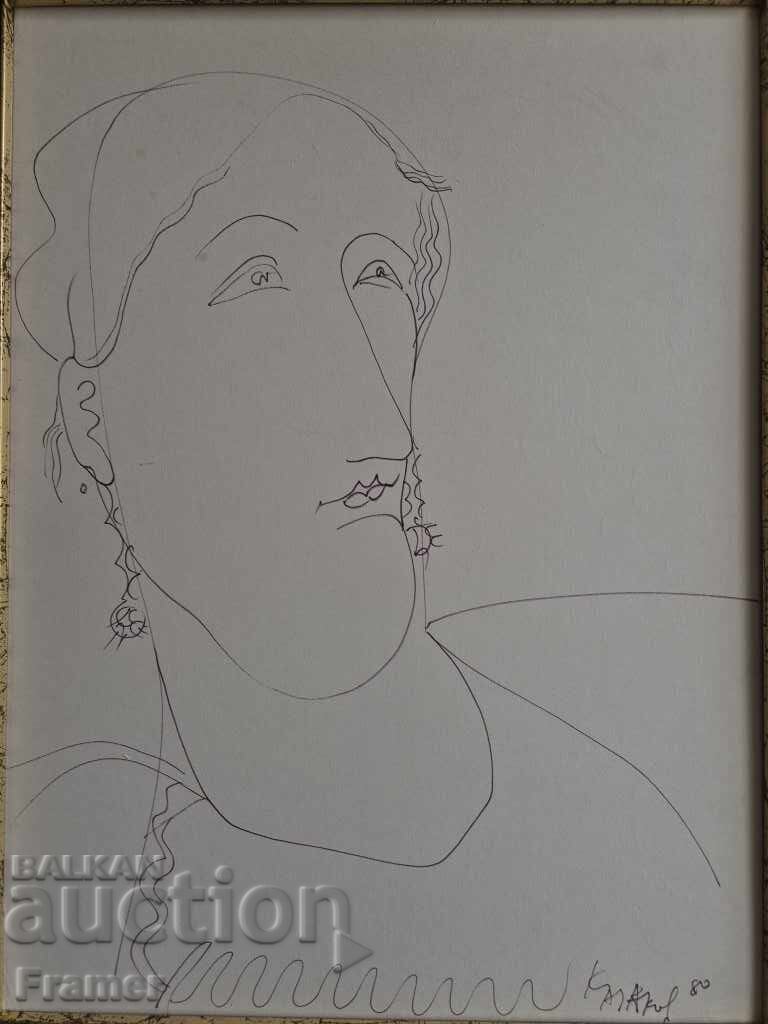 Auction Dimitar Kazakov - Neron 1933-1992 Female Portrait II 1980 Auction Dimitar Kazakov - Neron 1933-1992 Female Portrait II 1980