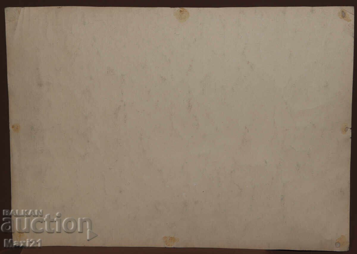 Παλαιός πίνακας ακουαρέλας άνδρες με πίπες - 7