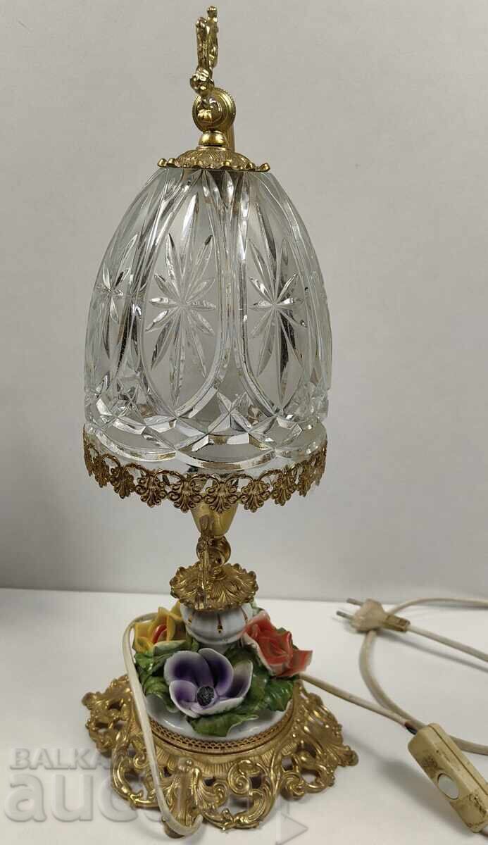 ΠΑΛΑΙΟ επιτραπέζιο ΝΥΧΤΕΡΙΝΟ ΦΩΤΙΣΤΙΚΟ ΜΕ ΠΟΡΣΕΛΑΝΙΝΑ ΣΤΟΙΧΕΙΑ ΛΟΥΛΟΥΔΙΑ ΤΡΙΑΝΤΑΦΥΛΛΑ - 6