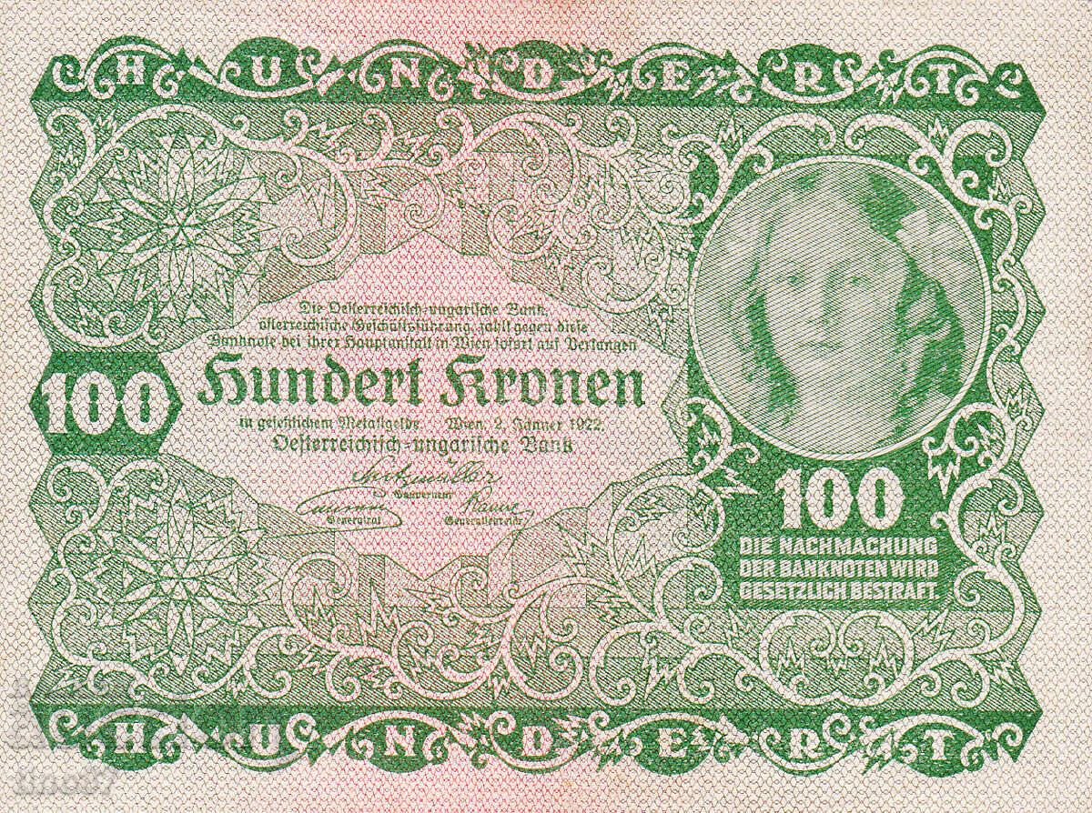 tino37 - AUSTRIA-UNGARIA - 100 COROANE - 1922 - VF cu preț 4.30 BGN | € 2.20