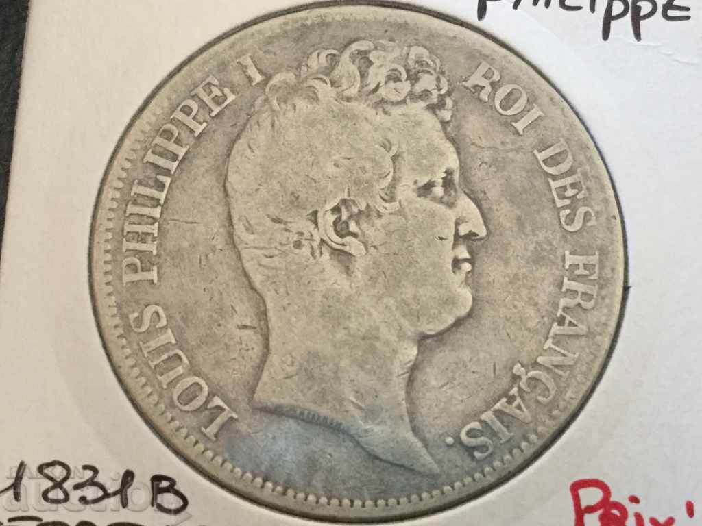 France 5 Francs 1831 Rouen Louis Philippe Silver Coin