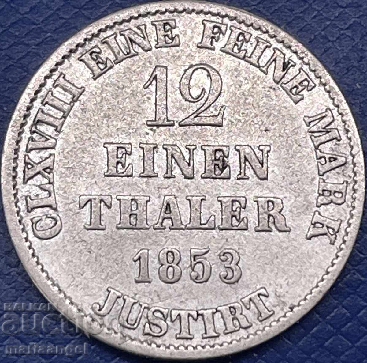 1/12 Thaler 1853 Germany Hanover George Silver - 5