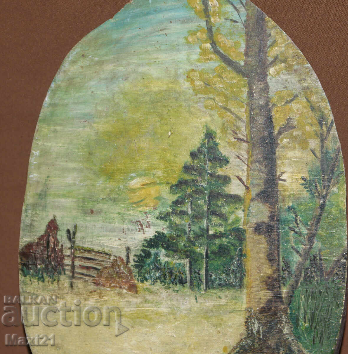 Delivery of Old oil painting landscape