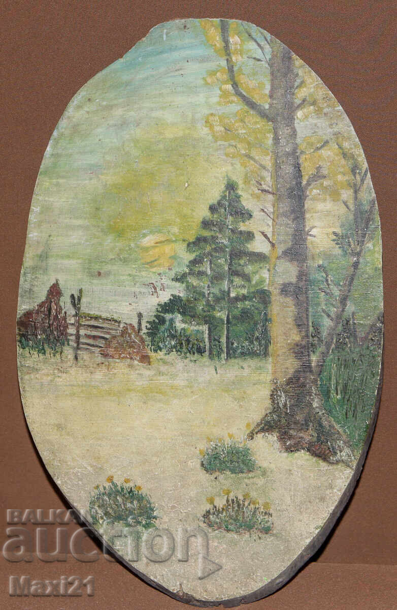 Old oil painting landscape