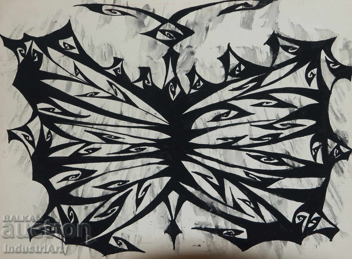 Licitație Artă abstractă tempera compoziție geometrică