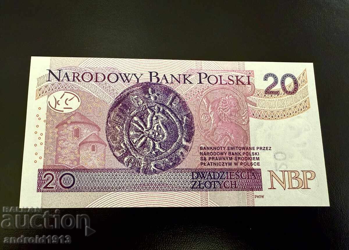 POLAND - 20 ZLOTY 2016, UNC with price 19.98 BGN | € 10.22