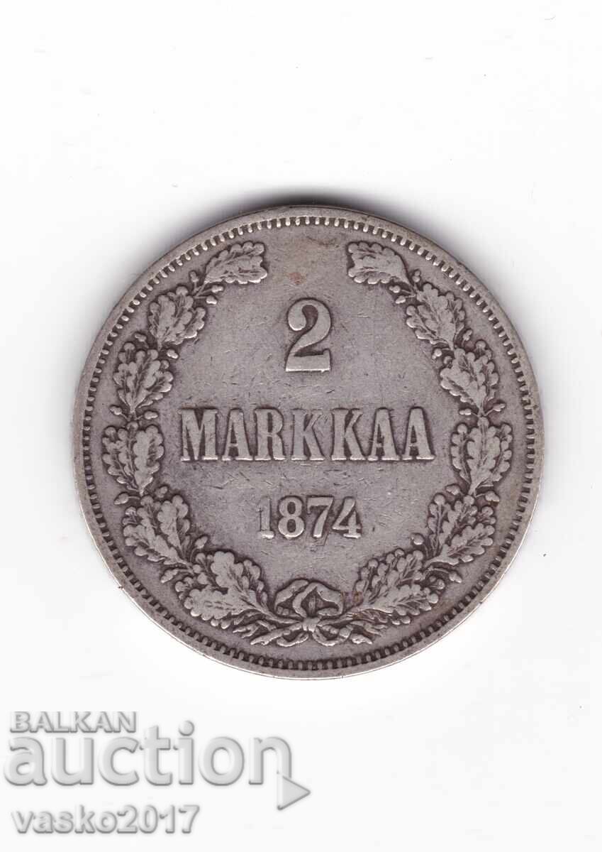 2 MARKKAA - 1874 Rusia pentru Finlanda 2 MARKKAA - 1874 Rusia pentru Finlanda