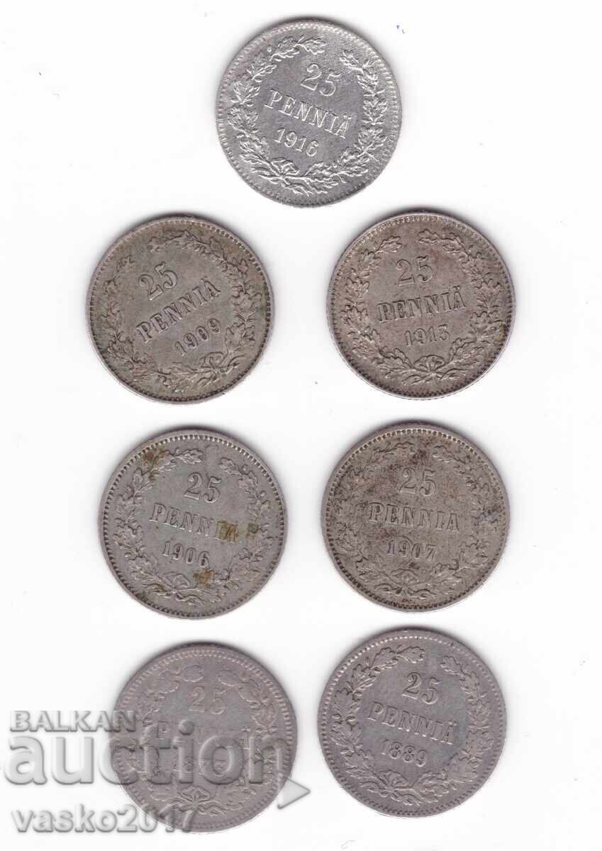 Lot 25 Penni - Rusia pentru Finlanda 7 buc Lot 25 Penni - Rusia pentru Finlanda 7 buc