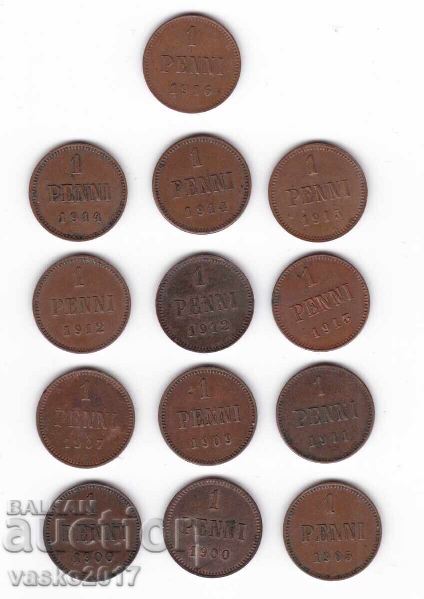 Lot 1 Penni - Rusia pentru Finlanda 13 buc Lot 1 Penni - Rusia pentru Finlanda 13 buc