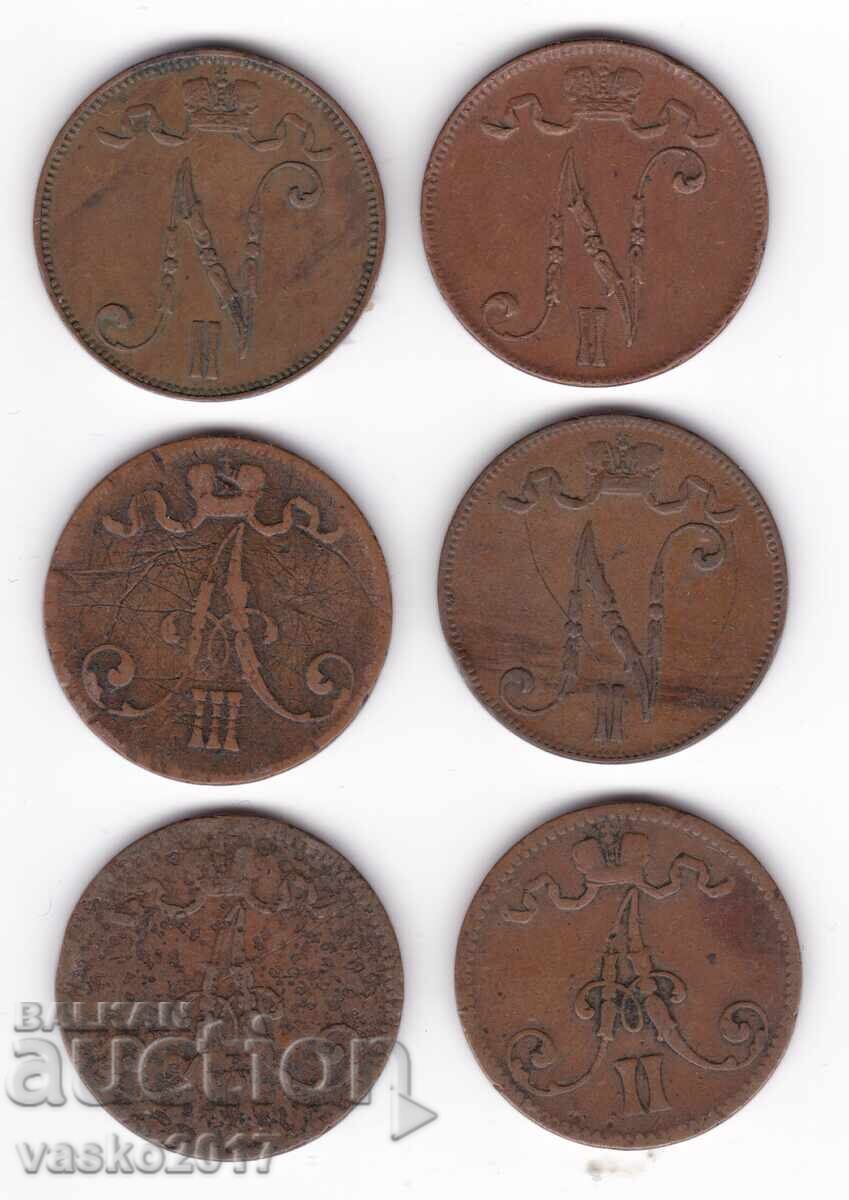 Lot 5 Pennia - Rusia pentru Finlanda 6 buc cu preț 26.02 BGN | € 13.30 Lot 5 Pennia - Rusia pentru Finlanda 6 buc cu preț 26.02 BGN | € 13.30