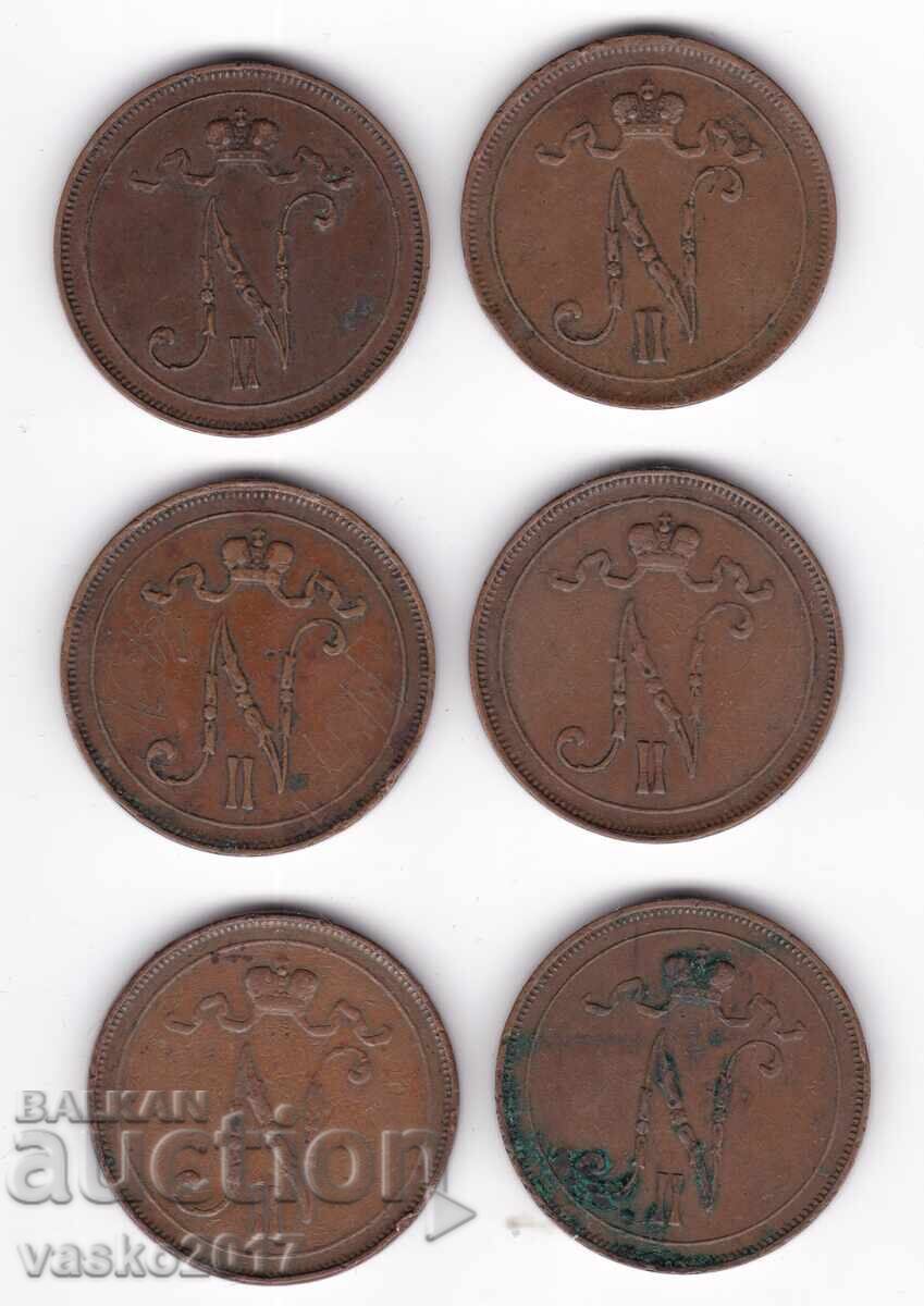 Lot 10 Pennia - Rusia pentru Finlanda 6 buc cu preț 37.33 BGN | € 19.09 Lot 10 Pennia - Rusia pentru Finlanda 6 buc cu preț 37.33 BGN | € 19.09