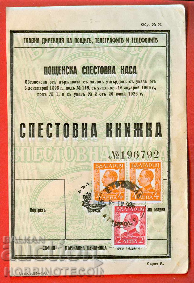 СТРАНИЦА от СПЕСТОВНА КНИЖКА 1936 ЕТРОПОЛЕ 2 - 2х 4 Лв БОРИС