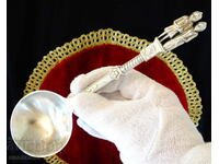 Linguriță de cositor cu figurine soți, înger, barză, nuntă de cositor