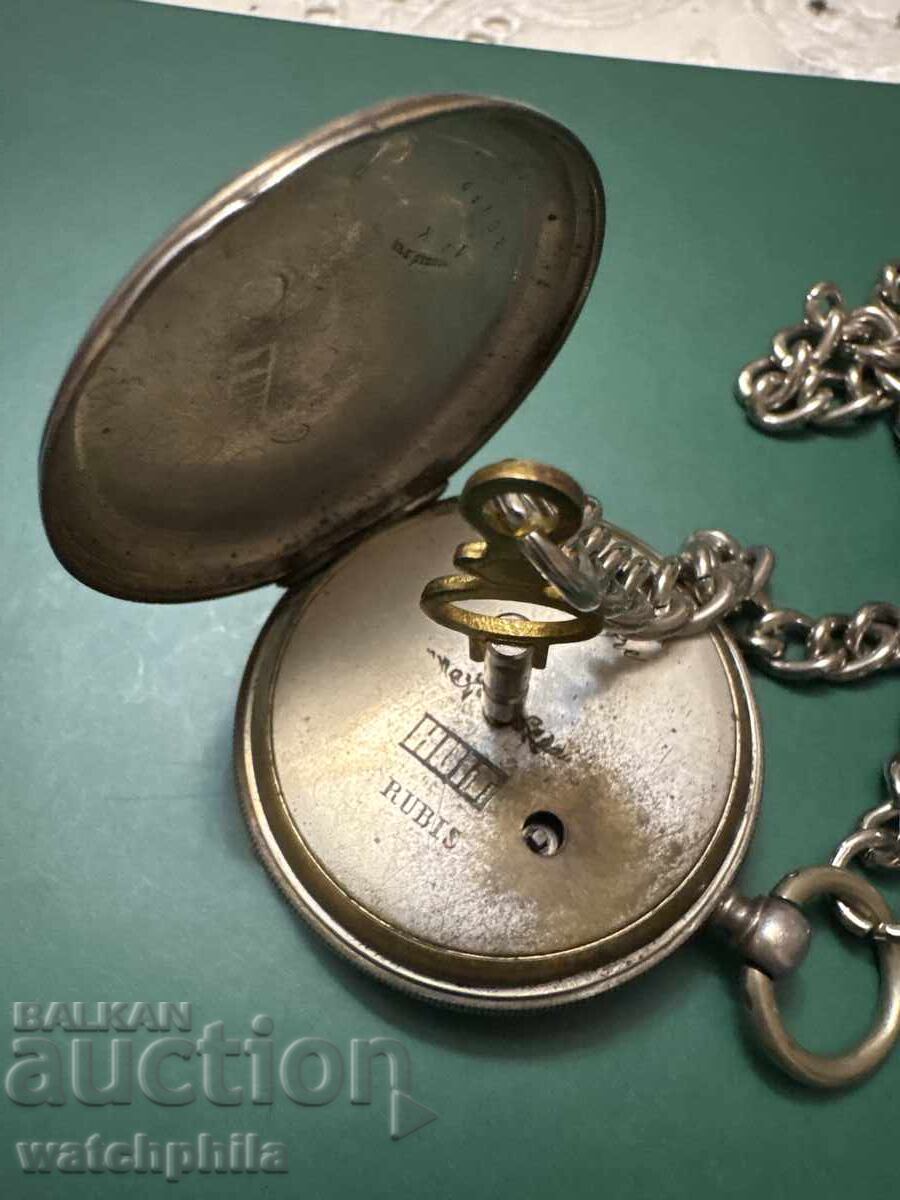 Δημοπρασία Σπάνιο ασημένιο ρολόι τσέπης με κλειδί, λειτουργικό