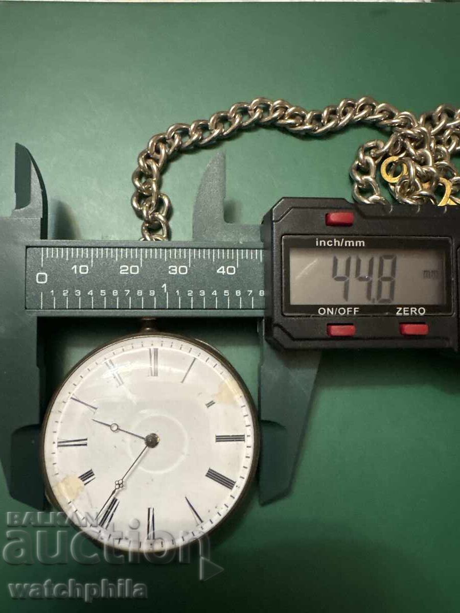 Σπάνιο ασημένιο ρολόι τσέπης με κλειδί, λειτουργικό - 5