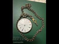 Σπάνιο ασημένιο ρολόι τσέπης με κλειδί, λειτουργικό