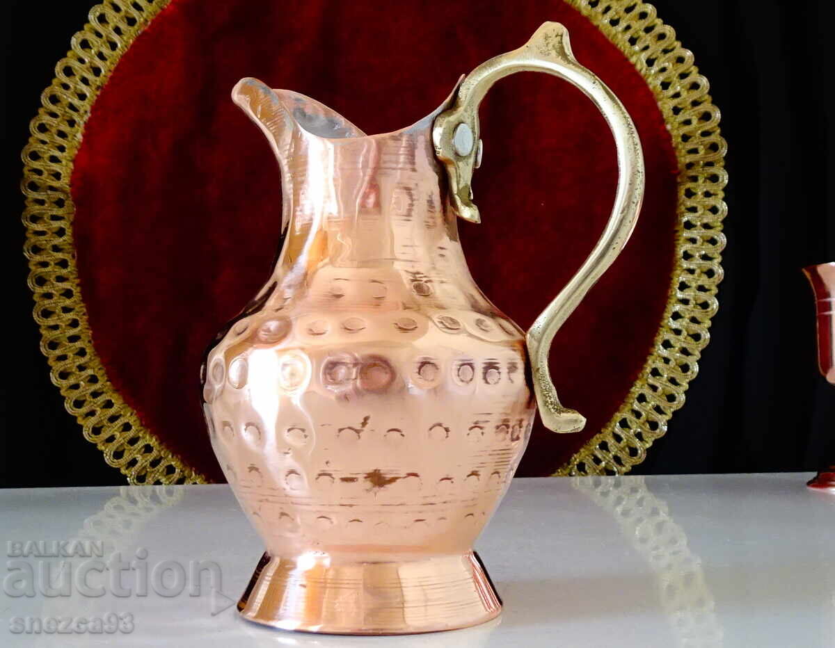 Wrought copper jug for rakia, pure red copper with price 29.00 BGN | € 14.83 Wrought copper jug for rakia, pure red copper with price 29.00 BGN | € 14.83