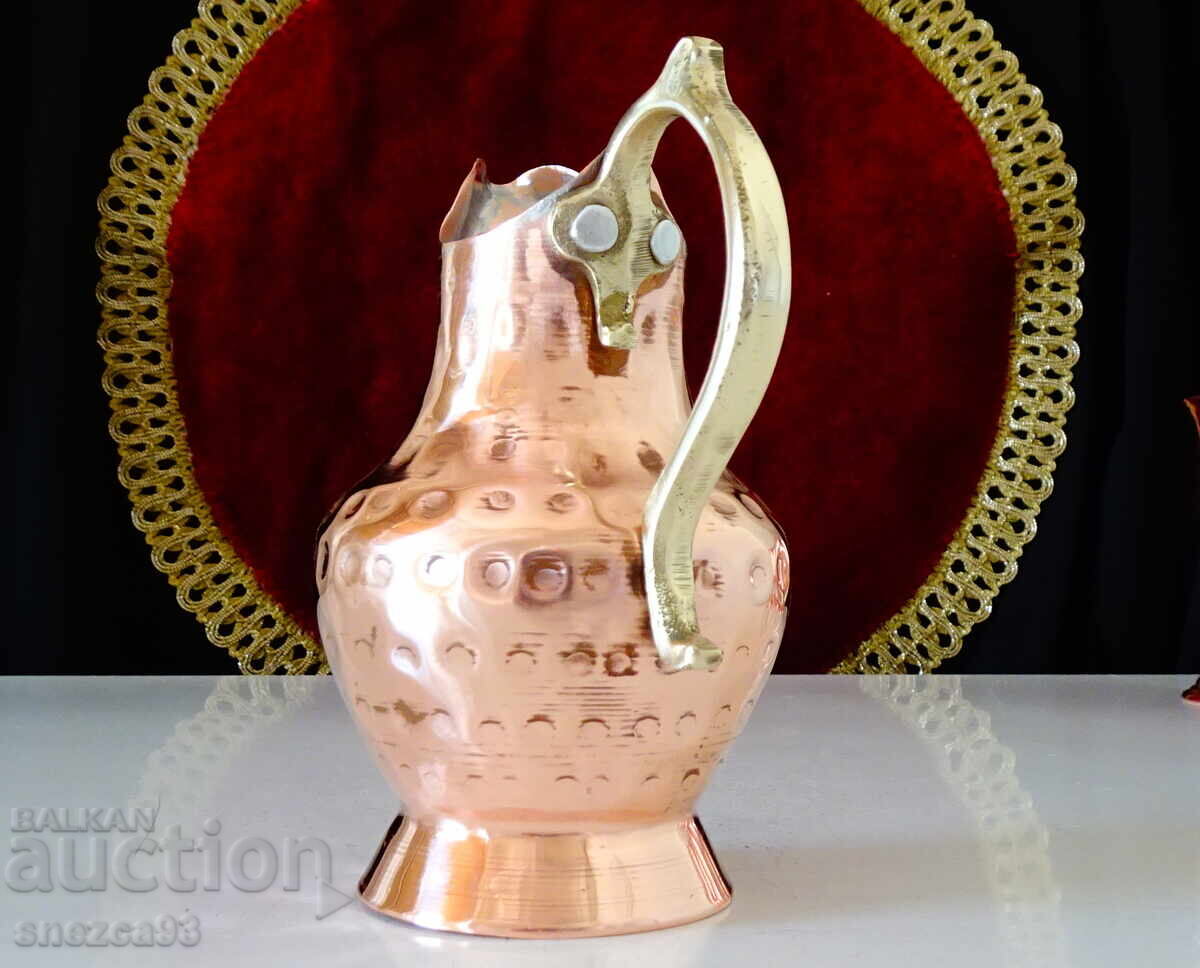 Auction Wrought copper jug for rakia, pure red copper Auction Wrought copper jug for rakia, pure red copper