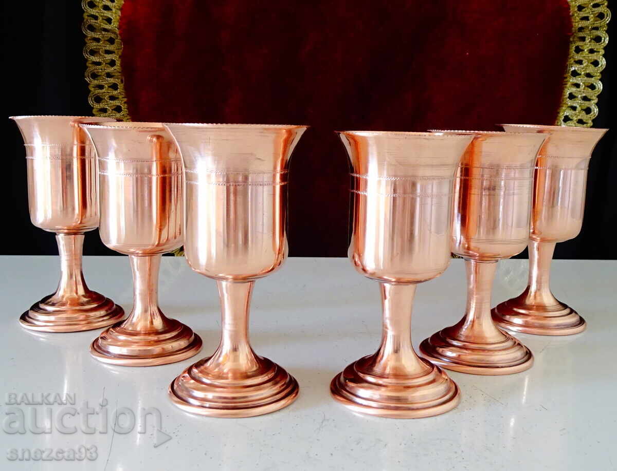 Χάλκινα φλιτζάνια για ρακή, καθαρός κόκκινος χαλκός, με βάση με τιμή 156.00 BGN | € 79.76