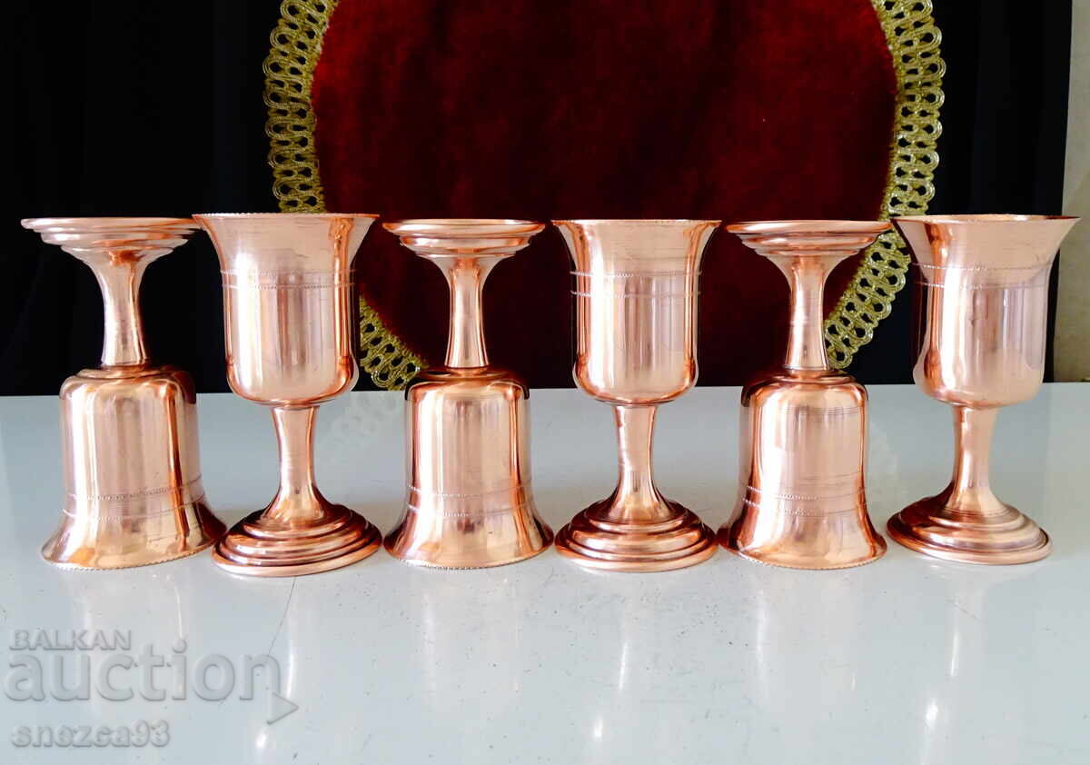 Χάλκινα φλιτζάνια για ρακή, καθαρός κόκκινος χαλκός, με βάση - 7