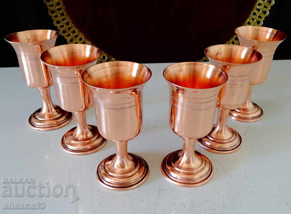 Χάλκινα φλιτζάνια για ρακή, καθαρός κόκκινος χαλκός, με βάση