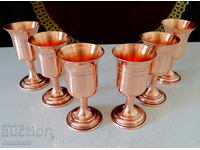 Χάλκινα φλιτζάνια για ρακή, καθαρός κόκκινος χαλκός, με βάση