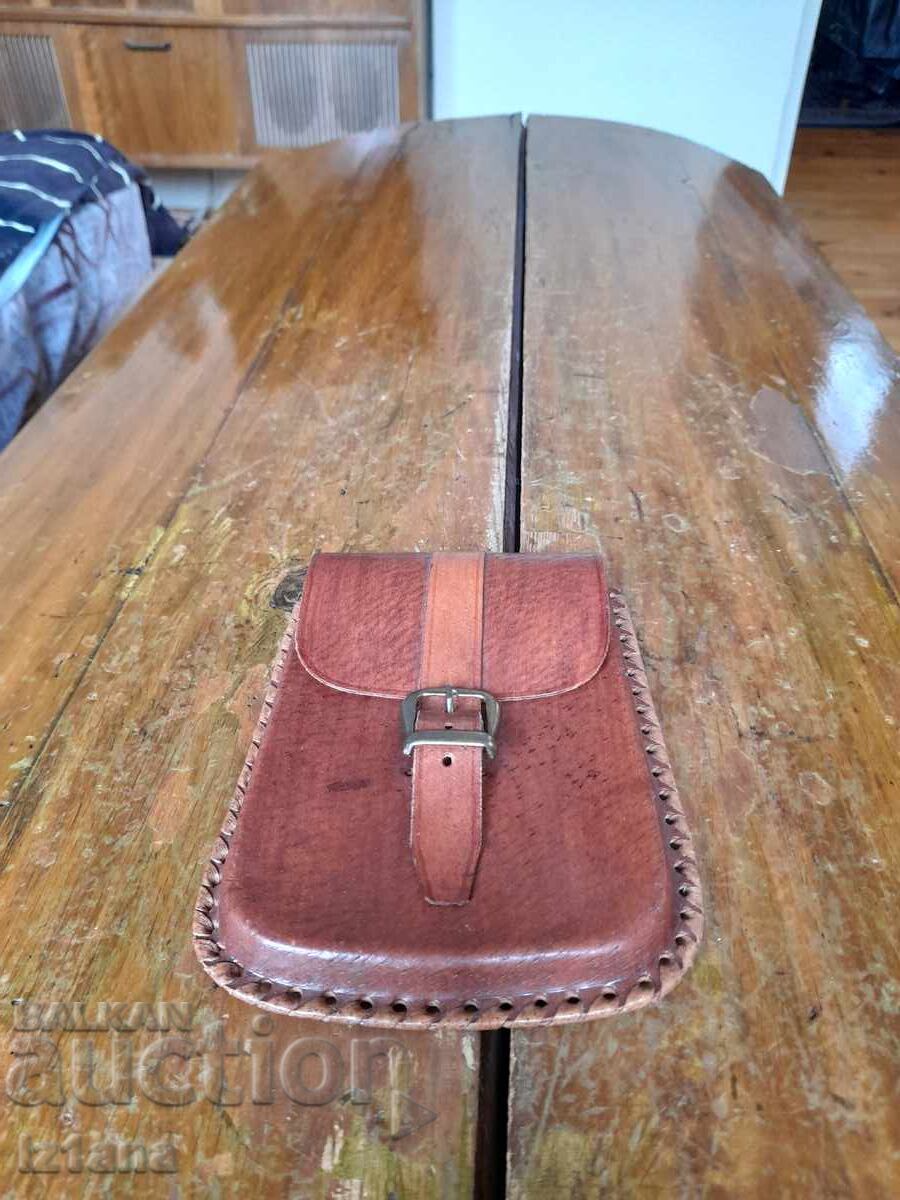 Old leather belt bag