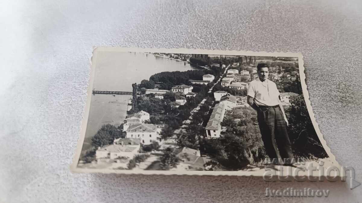 Photo Pogradec, Albania Man Above the Village 1956