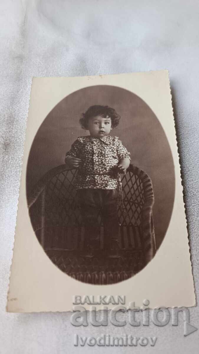 Photograph Stara Zagora Little boy on a wicker chair 1936