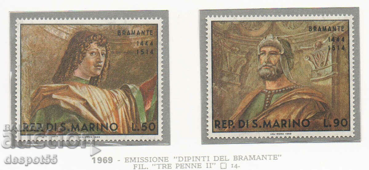 1969. San Marino. Paintings by Donato Bramante.