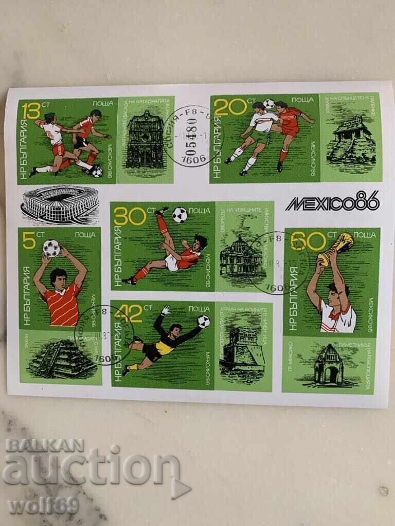 Bloc, timbru-Cupa Mondială, Mexic'86-1-1986.