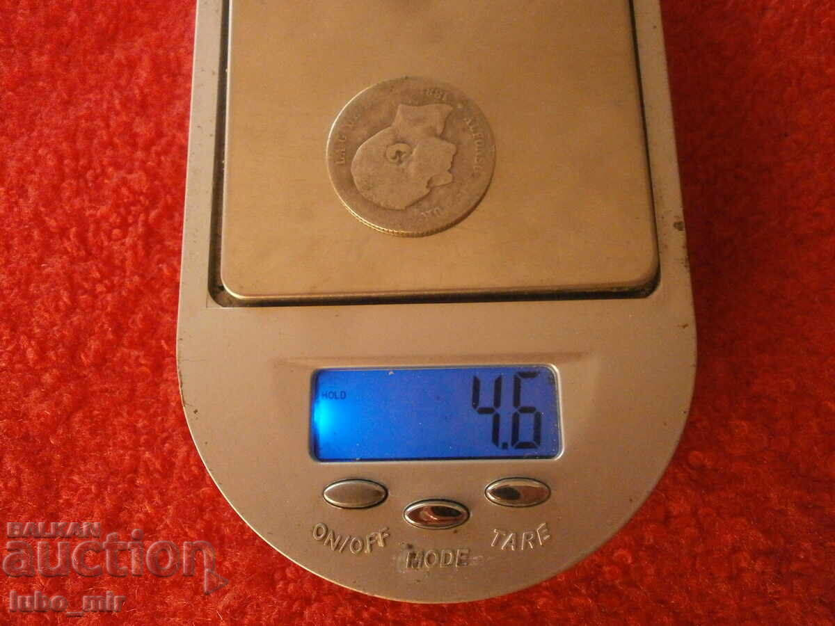 SPAIN 1 PESETA 1881 - SILVER - 5