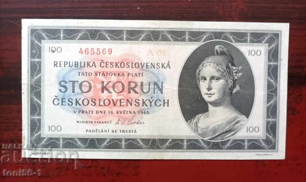 Czechoslovakia 100 Korun 1945 Czechoslovakia 100 Korun 1945
