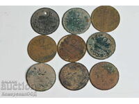 9 броя царски монети 2 стотинки 1901