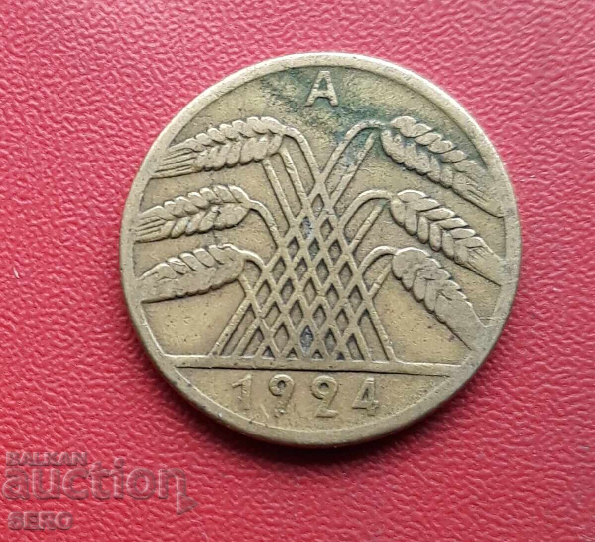 Germany-10 Pfennig 1924 A-Berlin with price 0.50 BGN | € 0.26