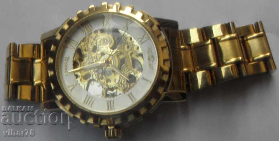 Παράδοση Ανδρικό ρολόι σκελετός αυτόματο - λειτουργεί