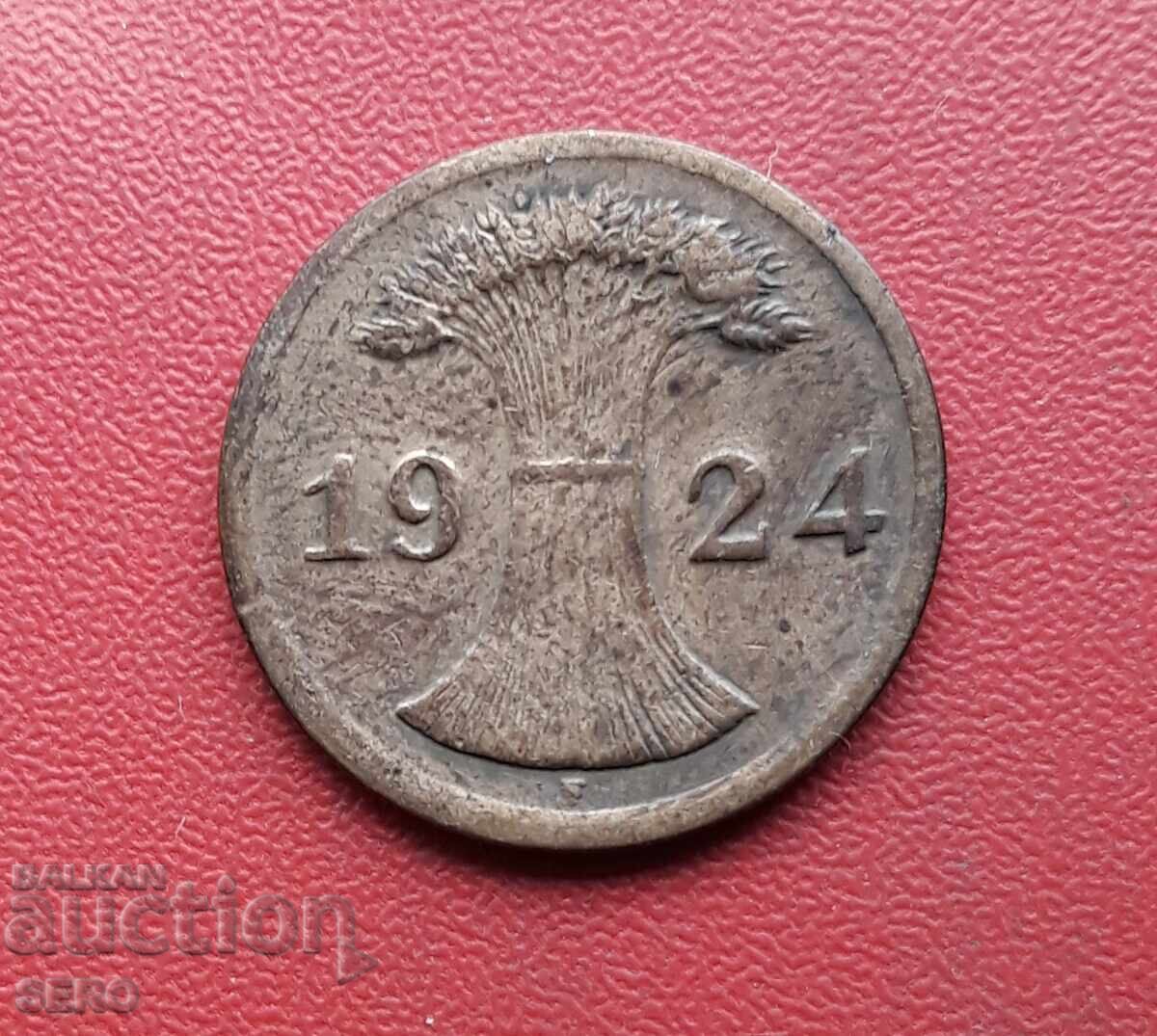 Germany-2 pfennig 1924 F-Stuttgart with price 0.40 BGN | € 0.20