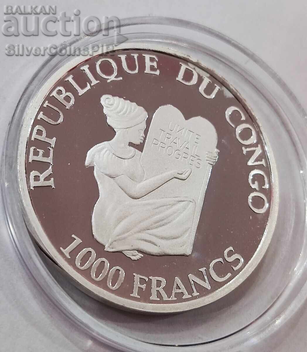 Αργυρό 1000 Φράγκα Γορίλας 2005 Κονγκό Διατήρηση της Πανίδας - 5 Αργυρό 1000 Φράγκα Γορίλας 2005 Κονγκό Διατήρηση της Πανίδας - 5