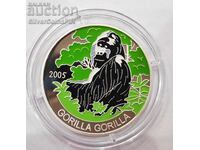 Silver 1000 Francs Gorilla 2005 Congo Fauna Conservation