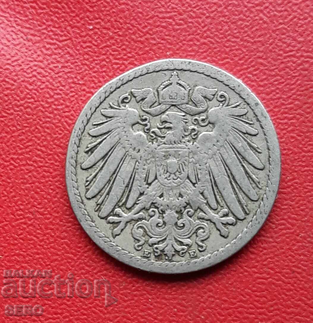 Germany - 5 Pfennig 1899 E - Muldenhütten with price 3.01 BGN | € 1.54
